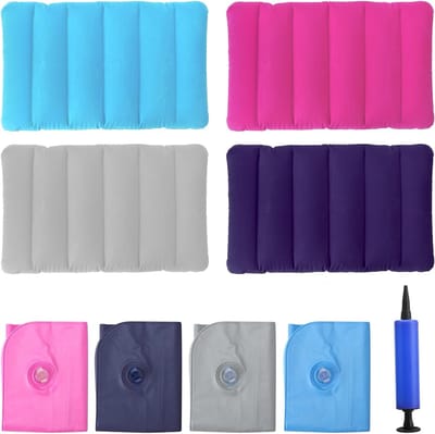 Opblaasbare Zitkussen met Pomp, Luchtkussen voor Reizen, Kamperen en Strand, 47×30cm, Ideaal voor Buitenactiviteiten, Comfortabel en Lichtgewicht, 4 Stuks