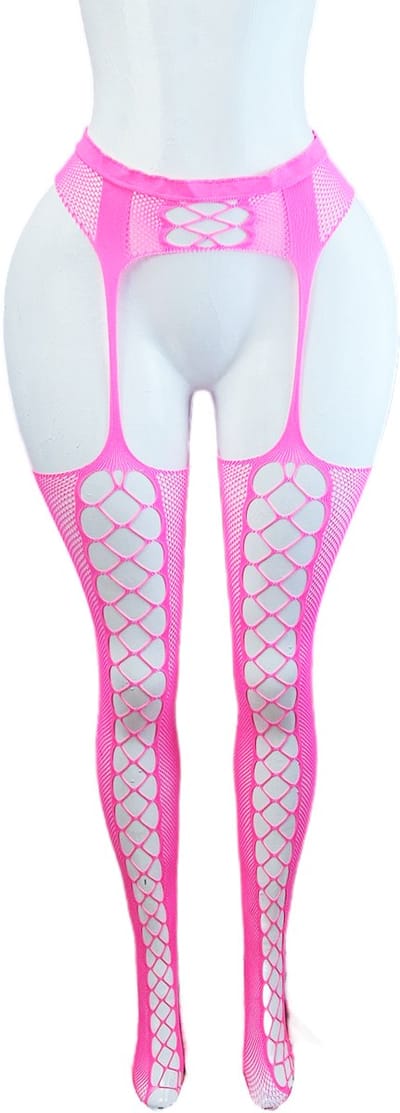 BamBella ® - Panty -Onesize - open kruis hoge kousen broek Dames - Onesize - sexy Erotische lingerie van kant roze