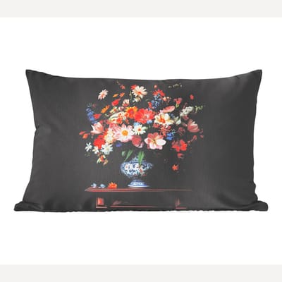 Sierkussens - Kussentjes Woonkamer - 60x40 cm - Boeket - Roze - Bloemen - Vaas