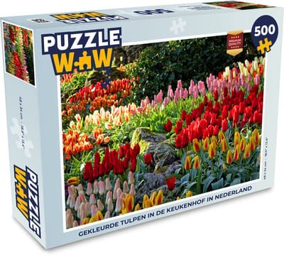 Puzzel Gekleurde tulpen in de Keukenhof in Nederland - Legpuzzel - Puzzel 500 stukjes