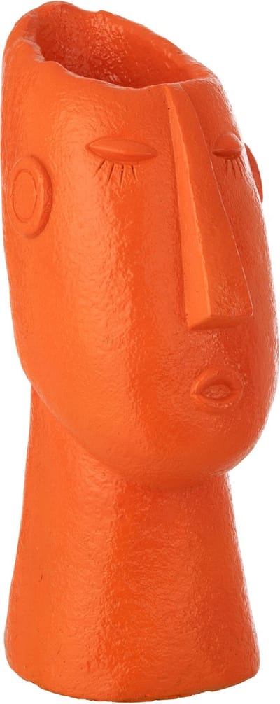 J-Line vaas Gezicht - cement - donkeroranje