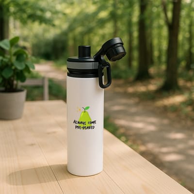 Hacebo® - Collega cadeau waterfles met draaidop grijs - Collega - Leuke cadeau voor een collega - Leuke gift - Geschenk - met leuke afbeelding - Verjaardag - Jubileum - Peer cadeau - water fles - 850ML