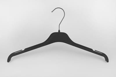 [Set van 10] Luxe fluwelen zwarte kleerhangers met inkepingen perfect voor jurkjes, shirtjes en hemden  39cm