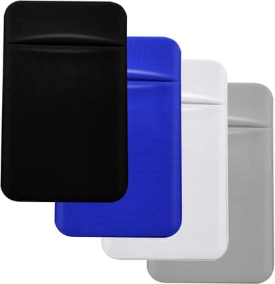 4 Stuks Telefoon Kaarthouder met Zelfklevende Sticker, Rekbare Stof Kaartcases voor ID en Creditcard, Plakbare Portemonnee voor Smartphones