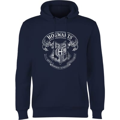 Harry Potter Hogwarts Crest Hoodie - Navy - XL