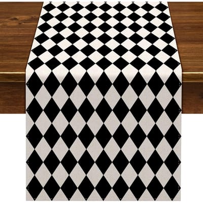Zwart Witte Diamantruit Linnen Tafel Runner Thee Thema Feest Decor Buffalo Plaid Tafel Lopers Herbruikbaar Keukentafel Decor 150x33cm