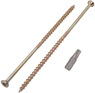 Pack van 40 Universele Gele Houtschroeven 6x200mm Verzinkt Staal Torx Kop
