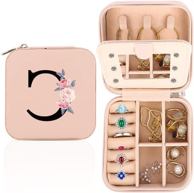 Reisjuwelendoos voor Vrouwen, Gepersonaliseerde Juwelendoos met Spiegel, Klein Organisator voor Sieraden, Perfect Cadeau voor Verjaardag en Feestdagen