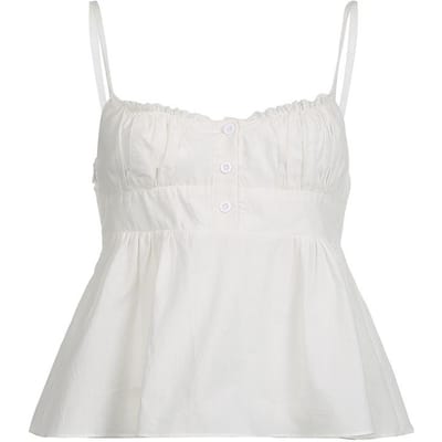 Zomer Nieuw Casual en Dun Kort Spaghettibandje met Effen Kleur Laag Uitgesneden Mooie Rug Vierkante Hals Sexy Vest Top L