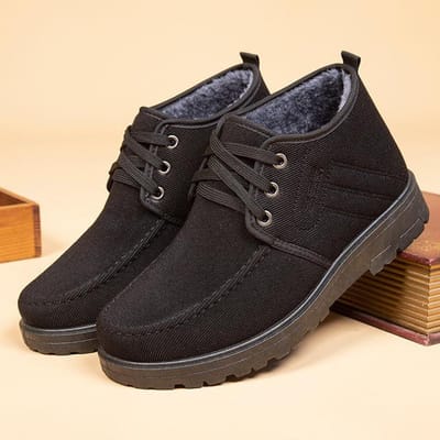 Heren Laarzen Heren Winter Schoenen Mode Voeg Fluweel Toe Om Warm Te Houden Sneeuwlaarzen Sneakers Enkel Heren Schoenen Winter Enkellaarsjes Schoenen 39 zwart