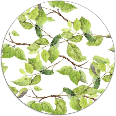 Glazen Snijplank - Kookplaatafdekking Achterwand - Keuken Werkblad - Hittebestendig Gehard Glas - ⌀ 40 cm - Lente Bladeren