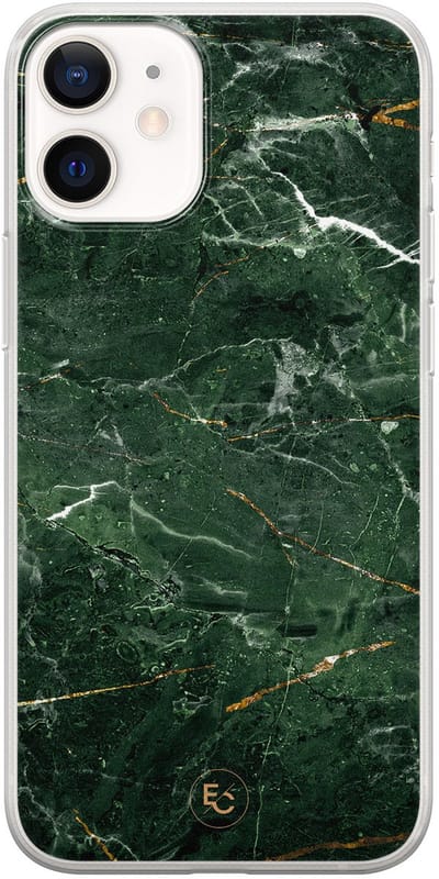 Hoesje geschikt voor iPhone 12 Mini - Marble jade green - Soft Case - TPU - Marmer - Groen - ELLECHIQ