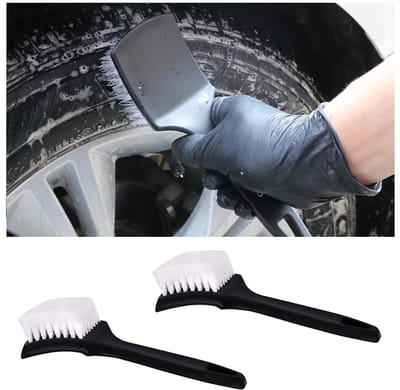 Golden crown - Velgenborstel - Bandenborstel voor Autoverzorging - Antislip Handgrepen - Wit - Wielreiniger voor Motorfiets en Fiets - Universeel en Pra...