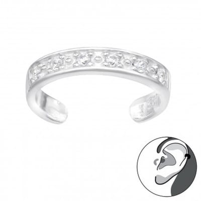 Zilveren ear cuff - kristallen - hypoallergeen - luxe verpakking