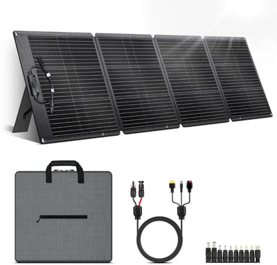 Zyrex® Zonnepaneel Opvouwbaar - Powerbank - Zonneoplader - met Standaard - Waterdicht - Zwart - 56cm x 3cm x 59cm