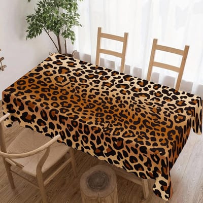 Rechthoekige Tafelkleed met Luipaardprint voor Tafeldecoratie Keuken Eetkamer Waterdicht Herbruikbaar Tafelkleed voor Tafels Feest Picknick 140x180cm