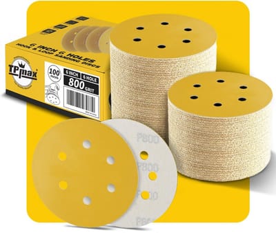 Zelfklevende schuurschijven 150 mm 6 gaten Korrel 800 Schroefdraad voor Hout en Metaal