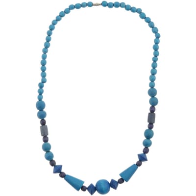Behave – Houten kralen ketting – 48 cm – Turquoise blauw – Boho stijl
