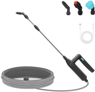 Oplaadbare Elektrische Spuitstok | Uitrekbare Wateringsstok met 8m Slang, 3 Mondstukken & Filter – Perfect voor Onkruid, Grasveld & Tuin