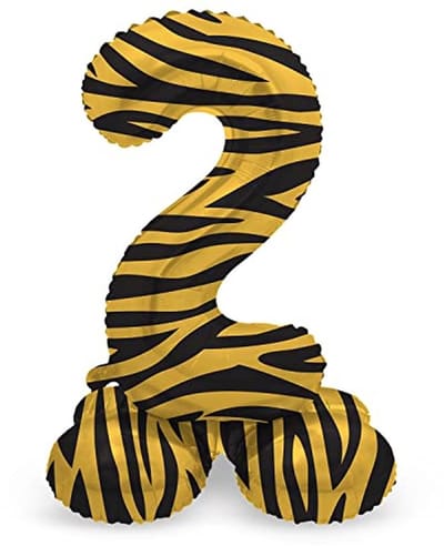 Ballon verjaardag staand cijfer 2 tijger chic leeuw bruin zwart 72 cm