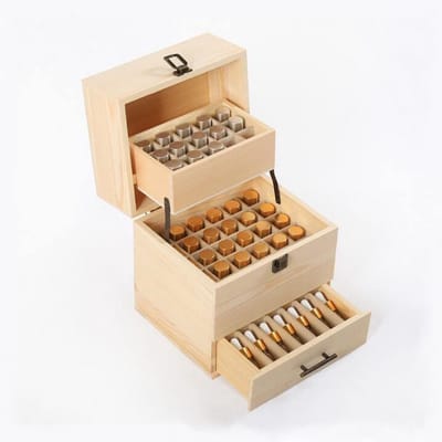 Opslagdoos voor Essentiële Olie - Houten Display Organizer - Houder voor 15ml Flessen - Nagellak Collectie (59 Slots)