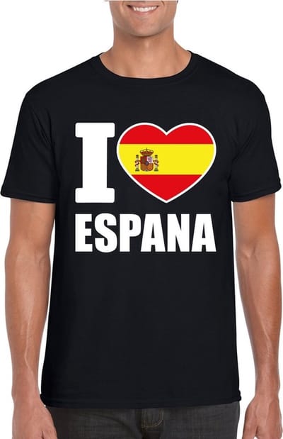 Bellatio Decorations - I love Espana supporter t- shirt - zwart - heren - Spanje thema kleding S