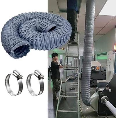 Droger Vent Slang - Afzuigkap Kanaal Luchtslang - Ventilatie Luchtcirculatie - Stalen Spiraalkern - 2 meter 50mm - Zwart