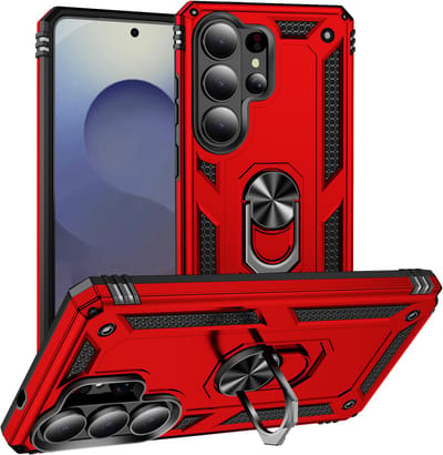 Hoesje Geschikt voor Samsung Galaxy S26 Ultra hoesje Rood - Hybrid Armor Anti-Shock hoesje - Galaxy S26 Ultra 5G Hoesje kickstand Ring houder cover TPU backcover hoesje