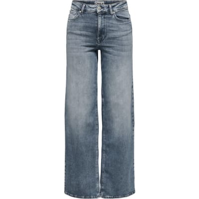 Only blauwe dames jeans   High waist   Madison   Stonewash wassing   Wide leg fit   5-Pocket zakken   Knoop- en ritssluiting   High waist Blauw XL/34