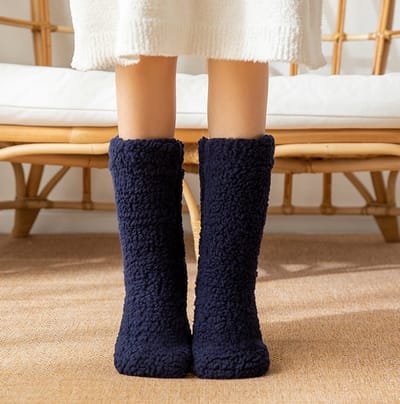Without Lemon - Warme Fuzzy Fleece Sokken - Kousen - Indoor - Winter - Warmte - Koude voeten - Comfort - Zacht - One Size - Marine Blauw