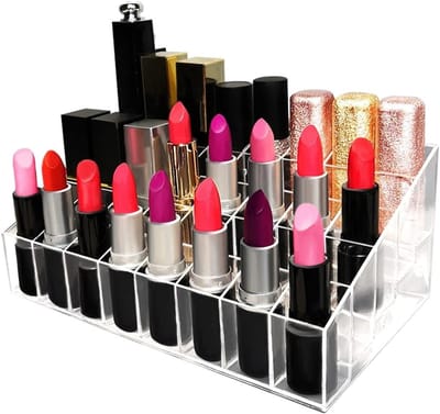 Lipstick Organizer en Houder voor Cosmetica - Transparante Stand met 40 Plaatsen voor Lippenstiften en Make-up Accessoires
