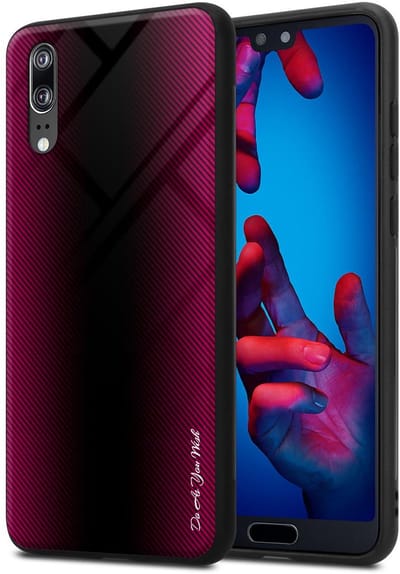 Cadorabo Hoesje geschikt voor Huawei P20 in PAARS ROZE - Beschermhoes gemaakt van TPU silicone Case Cover en achterkant van gehard glas