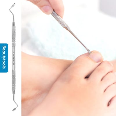 BeautyTools Pedicure Nagelheffer – Nagellifter Voor Ingegroeide Teennagels en Nagelhoeken - Dubbelzijdig Gebogen 3 mm (16.5 cm) - Inox (NL-1772)