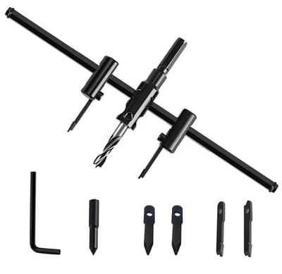 Dailygoods- Cirkelsnijder Verstelbaar - Gatenzaagset voor Hout - Gatenzaag 30-300 mm - Houtbewerkingsgereedschap - Universeel voor Kunststof/Gipsplaat - Hoogwaardig Koolstofstaal
