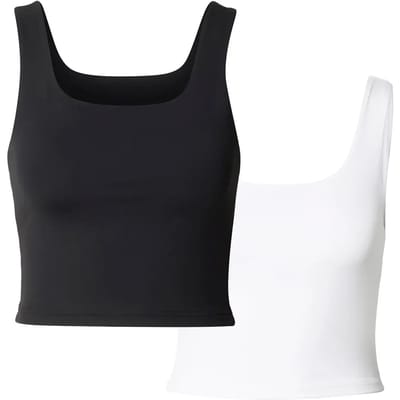Urban Classics - Cropped Polyamide Mouwloze top - XS - Zwart/Wit