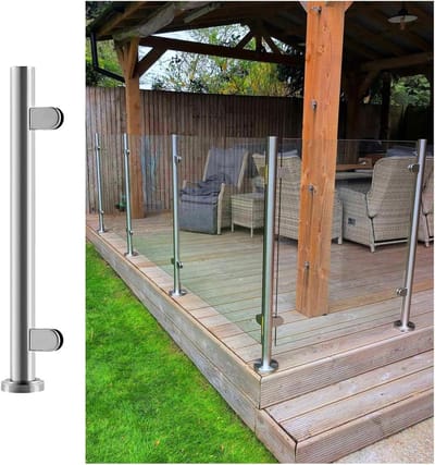Glazen Balustrade Systeem - Terrashek Veiligheidspaal - Buitenruimte Beveiligen - Roestvrij Staal 304 - 85 cm Hoog - Grijs