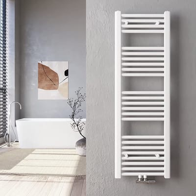 THERMLAND Handdoekradiator, Standaard, 40x140 cm, WIT, Radiator, Handdoekrek, Badkamerradiator, Verwarming Badkamer, Handdoekrek Radiator, Badkamerverwarming, Badkamer Radiator, Designradiator