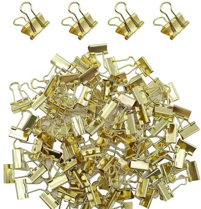 100 Pcs Vouwclips 19mm - Metalen Binderclips voor Documenten, Notities en Kantoorbenodigdheden (Goud)