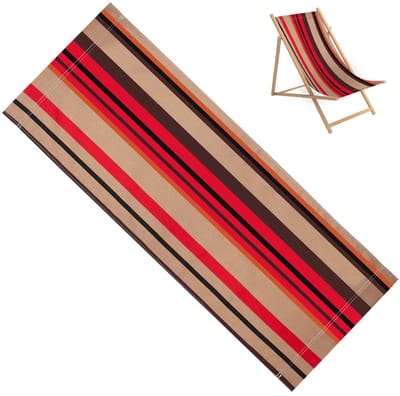 Dailygoody - Strandstoel - Vervangende stof - Opvouwbaar - Oranje Zwarte Strepen - Lounge Deck Stoel - Geschikt voor Outdoor - 113x43cm