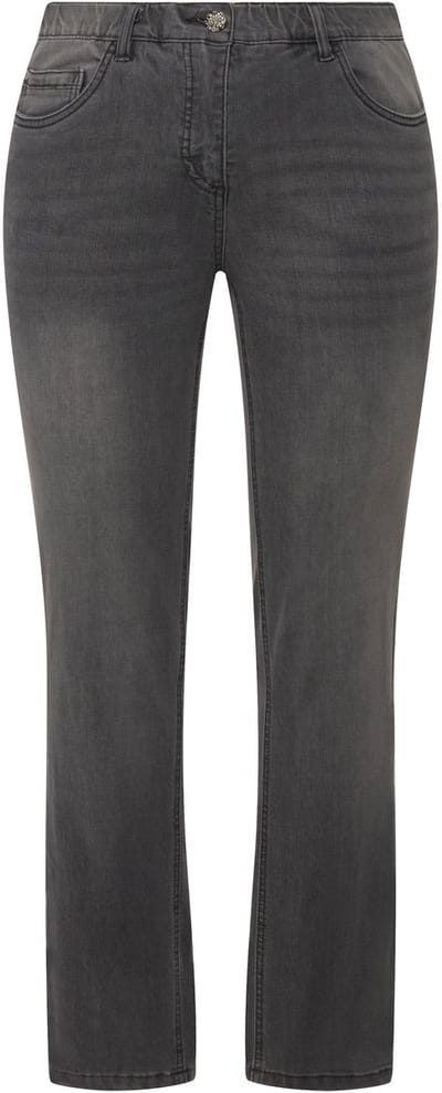 Ulla Popken - Dames - Skinny jeans Sarah smal 5-pocketmodel hoge taille - Klassieke grijze denim - Maat 42