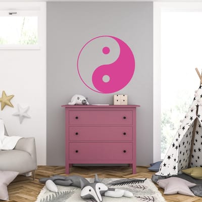 Muursticker - Yin Yang - 58 x 58 - Roze