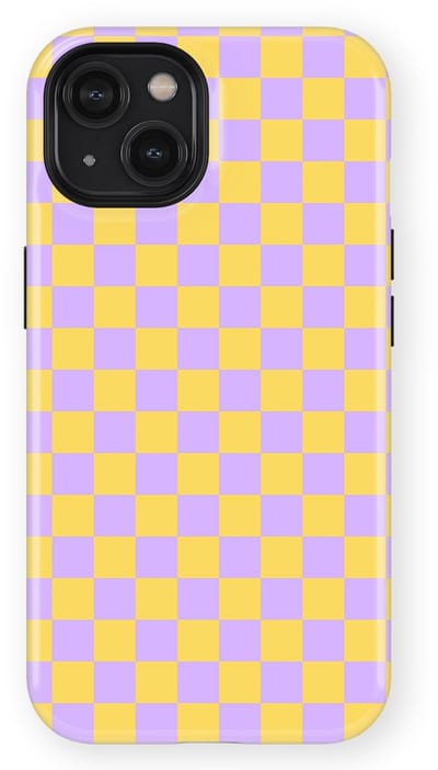 Design Hoesje geschikt voor iPhone 14 | Geschikt Voor Mag | Tiny Squares Checkered Print | Backcover geschikt voor iPhone 14 Lilac Lemonade