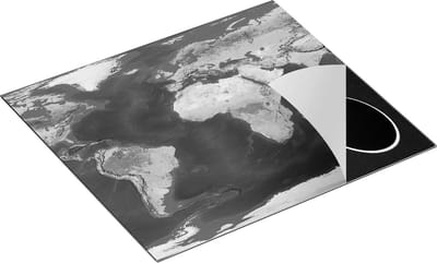 Chefcare Inductie Beschermer Wereldkaart - Zwart Wit - 60x55 cm - Afdekplaat Inductie - Kookplaat Beschermer - Inductie Mat