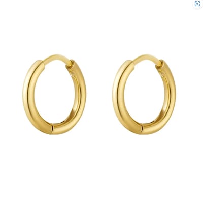 Oorringen -oorbellen - perfecte basic - goud kleur - stainless steel - maat medium - 1,4 cm - kliksluiting - makkelijk in en uit doen-