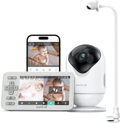 Babymonitor met clip - Babycamera video - Baby in de gaten - Split screen HD - 4 inch scherm - Wit