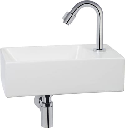 Ben Stelvio fonteinset met chromen kraan c-uitloop rechts mat wit keramiek