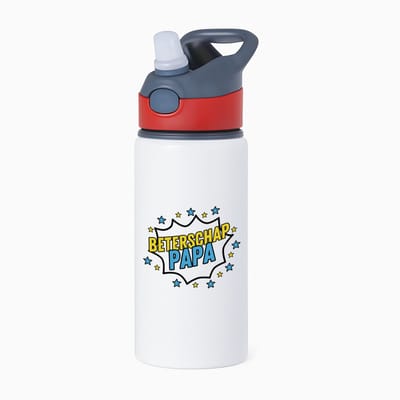 Hacebo® - Beterschap papa waterfles met rietje rood - een papa die ziek is of iets gebroken heeft - cadeau voor zieke vader - ziek - koorts - snel beter worden - cadeau - beterschap cadeau - kado - gift - geschenk - water fles - 650ML