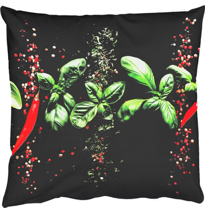 Sierkussens - Kussentjes Woonkamer - 50x50 cm - Chilipepers - Basilicum - Blaadjes - Rood