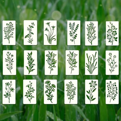 Dailygoods- Bloemenstencils 18 Stuks - Herbruikbare Sjablonen - Transparant PET-Materiaal - Afwasbaar - Creatieve Decoratie - 18 x 10 cm