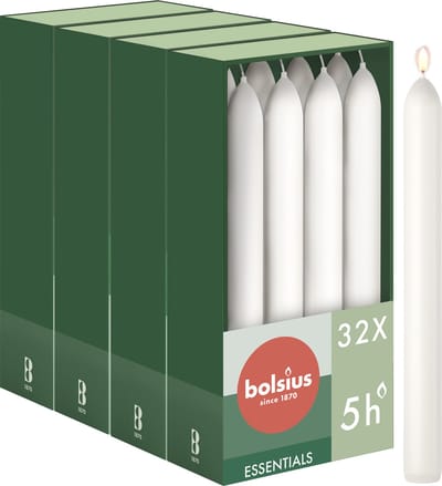 Bolsius - Gladde Dinerkaarsen - 17 cm - 32 stuks - Wit